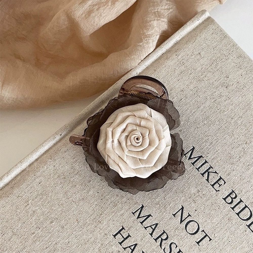 Rose Grab Clip Flower Headpiece New Back Head Clip Disc Hair Flower Headpiece Women's Disc Hair Grab Clip Beach Vacation Style Shark Clip Headpiece