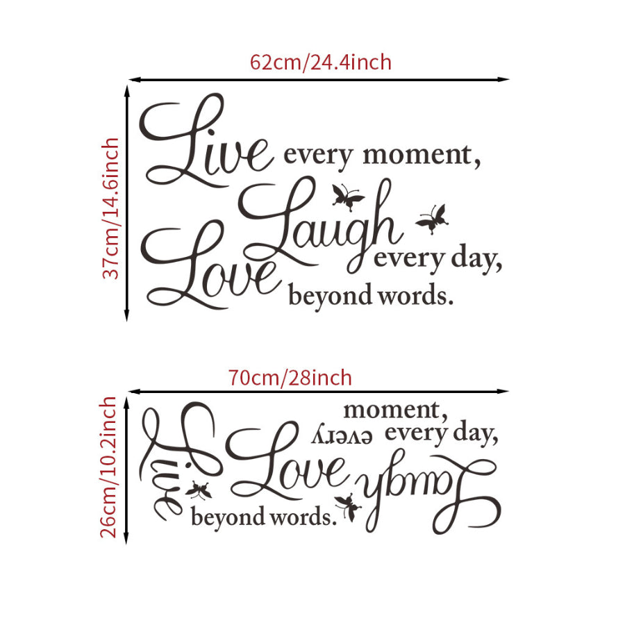 new live every moment laugh every day love beyond words wall stickers home decoration living bedroom diy decals mural arts