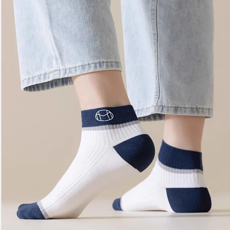 ASSKLO 5 Pairs Fashion 100% cotton socks Men's Socks Anti Odor Socks Men Short socks anti odor Ankle Socks Breathable Sweatproof Street Deodorant Invisible Women's socks unisex socks Classy Comfort