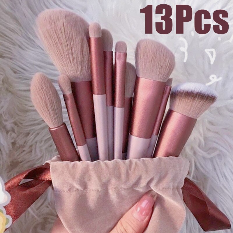 8Pcs Set With Bag Makeup Brushes Sets Eye Shadow Foundation Powder Eyelash Lip Concealer Blush Travel Portable Soft Make Up Brush Sets