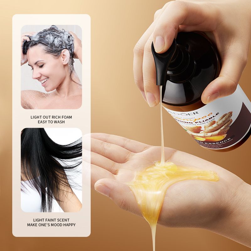 4PCS SADOER Ginger Hair Care 4PCS Set: Shampoo, Conditioner, Hair Mask & Treatment Liquid - Reduces Dryness, Bifurcation & Coarseness, Leaving Hair Elastic & Shiny