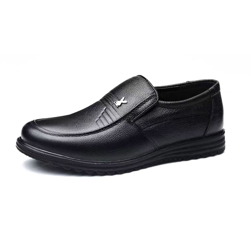ASSKLO New Men's Leather Shoes PU Leather Thick Fashion Soft Soled Formal Leather Breathable Loafers Slip on Black Driving Male Shoes Men's Loafers men Casual shoes black