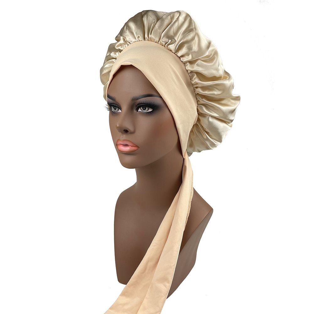 3 Pcs nightcap,Satin Headscarf Hat Sleeping Bonnet Curly Hair Wrap Silk Cap Fashion Wide Soft Elastic Springy Band Head Scarf Headwear Pure Color Night Sleep Hat Nightcap Head Cover