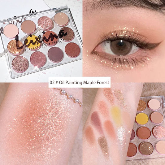 Transparent 12 color magic eye shadow plate pearly matte milk tea earth color high beauty fine flash student parity niche