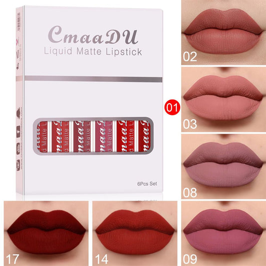 6PCS/set lipstick lip gloss set makeup long-lasting liquid lipstick set makeup matte non stick cup lip gloss