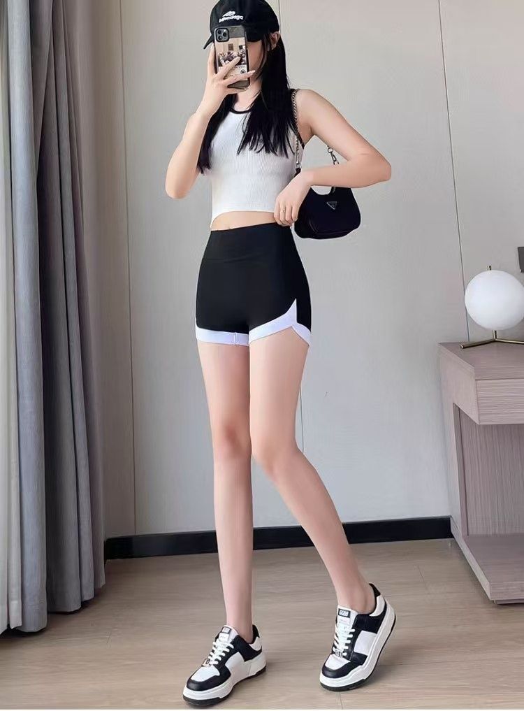 3PCS Women's sports pants Shark pants Safety trousers Leggings Prevent light leakage without curling edges Wearing solid color shark pants outside