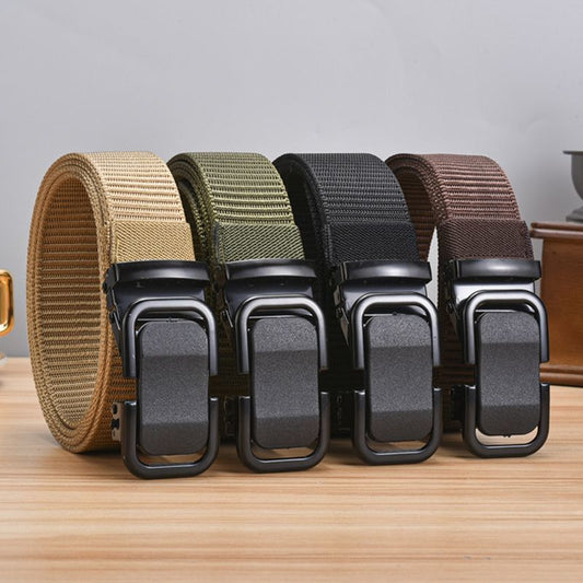 Canvas belt, men's automatic buckle, trendy men's military training belt, middle-aged and young outdoor casual denim workwear, pants belt, new style