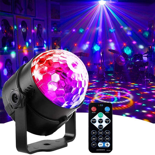 Party Light Remote Control LED Crystal Magic Ball Lamp Colorful Voice Controlled Rotating Stage Lamp Spotlight Atmosphere Lighting