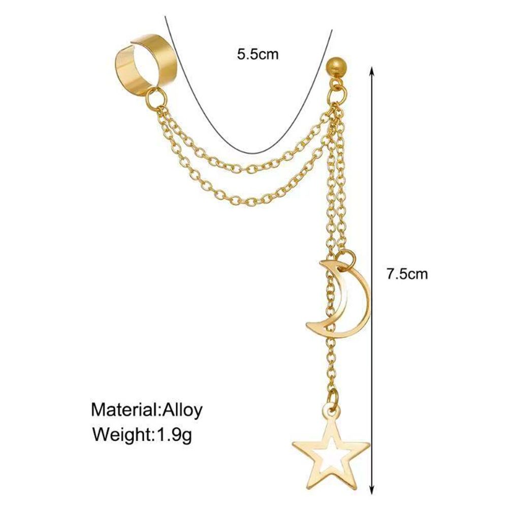 Europe and the United States new creative personality trend metallic earrings long five-pointed star earrings bone clip has layers of fashion women