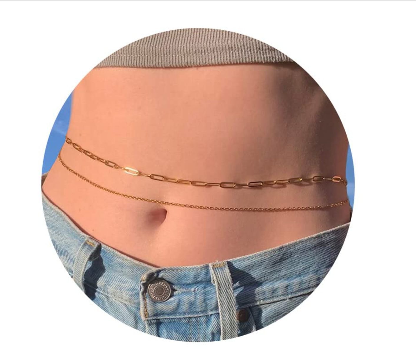 Fashion Personalized Round Bead Chain Jewelry Twist Chain Double-Layer Women'S Waist Chain New Body Chain Waist Jewelry