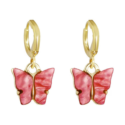 Earrings, Necklaces, Women's Simple, Exquisite, Sweet, Multicolor Acrylic Butterfly Earrings, Earstuds, Necklaces
