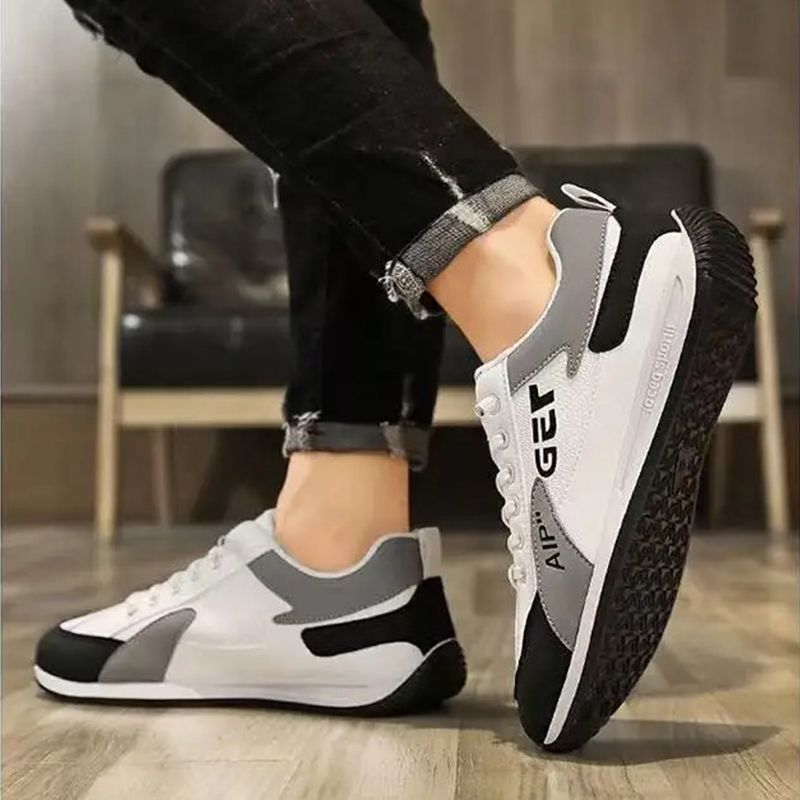 ASSKLO Fashion Designer Men Sneakers Outdoor Casual Shoes PU Leather Breathable Walking Sports Shoes Men's Running Forrest Gump Shoes Flat Shoes Loafers Soft Sole Comfortable Durable white black