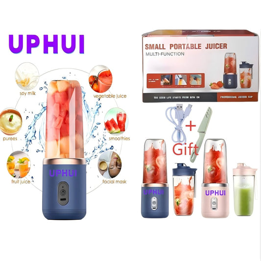 UPHUI Personal Blender for Shakes and Smoothies Portable Mixer Fruit Juicer USB Rechargeable with 6 Blades Handheld Blenders for Sports Travel and Outdoors Small Electric Mini Blender