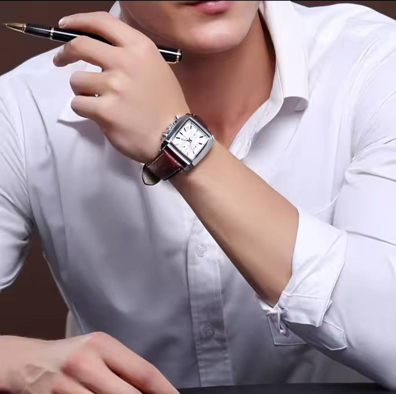 MEGIR LEATHER DATE DISPLAY BATTERY POWERED CHRONOGRAPH MOVEMENT LUMINOUS ARMS LEATHER STRAP AND ENQUIRIES 0712975996