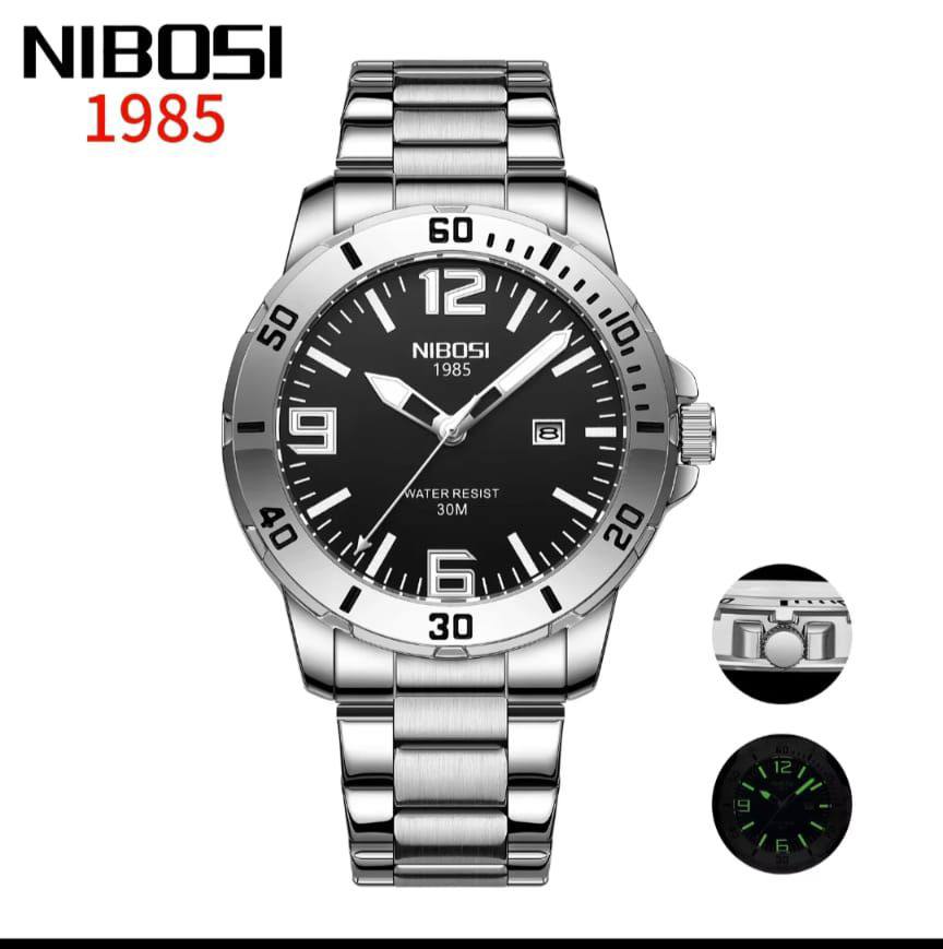NIBOSI WATCHES DATE DISPLAY WATER RESISTANT BATTERY POWERED STAINLESS STEEL ENQUIRIES