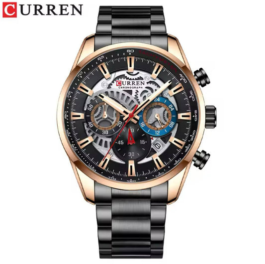 !! CURREN GENTS WATCH #8391 WATER RESISTANT CHRONOGRAPH MOVEMENT DATE DISPLAY BATTERY POWERED LUMINOUS ARMS 2 COLOR OPTIONS CURREN BRANDED BOX ENQUIRIES