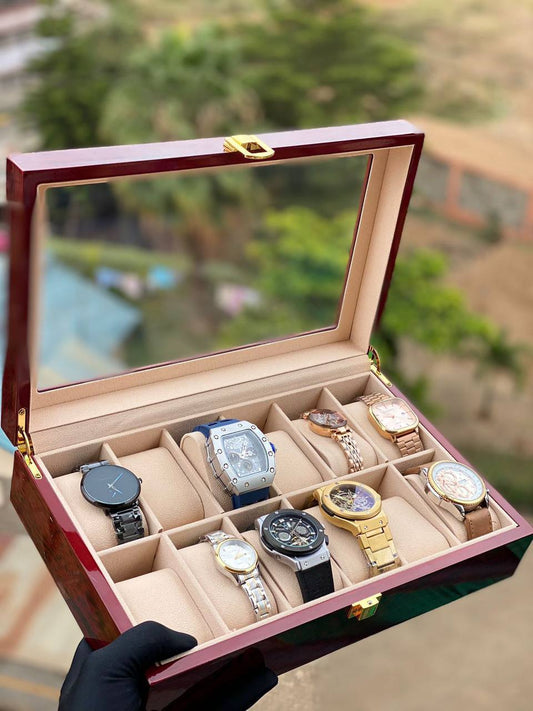 HIGH QUALITY (12 SLOTS) WOODEN WATCH ORGANIZER