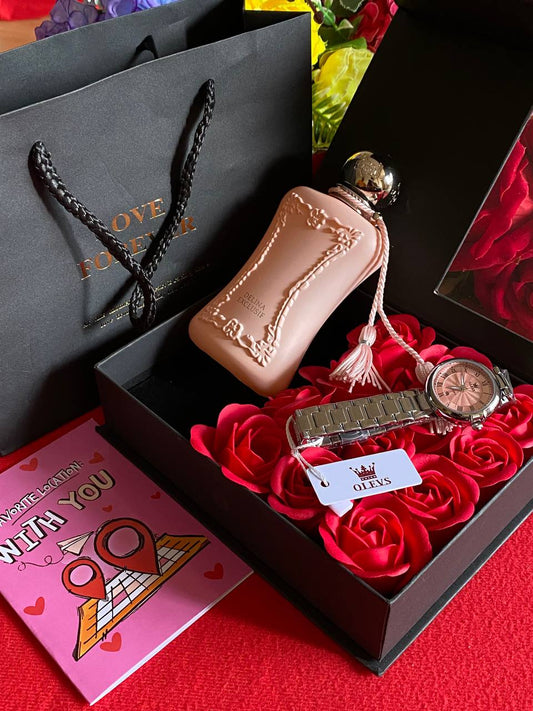 VALENTINES SALE� LOVE FOREVER PACKAGE WATCH PERFUME TESTER 100ML PRESERVED ROSES CARD,BAG & BOX WE ENGRAVE GIFTS AND ENQUIRIES