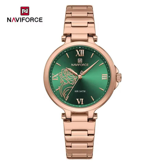NAVIFORCE LADIES #NF5060 STAINLESS STEEL WATER RESISTANT BATTERY POWERED 6 COLOR OPTIONS ENGRAVING SERVICES ENQUIRIES