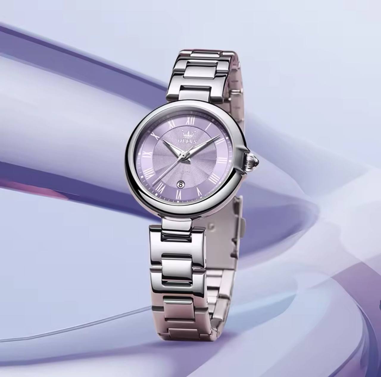 OLEVS LADIES 5608 STAINLESS STEEL DATE DISPLAY STYLISH LADY WATCH WATER RESISTANT NON FADE ENGRAVING SERVICES