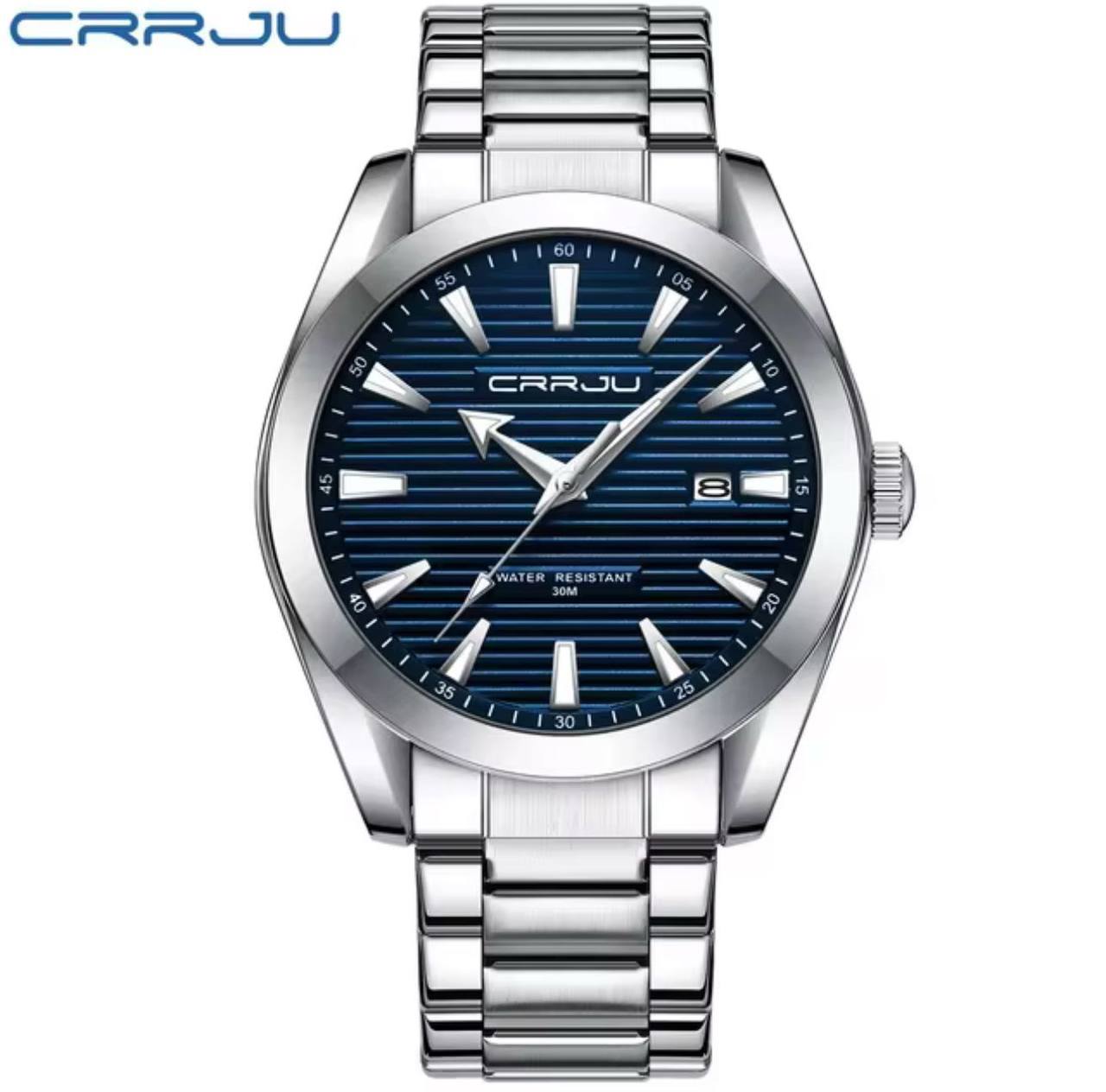 CRRJU 5006 MEN WATCH 3 COLOURS DATE DISPLAY LUMINOUS WATER RESISTANT BATTERY POWERED CRRJU BRANDED BOX AND ENQUIRIES