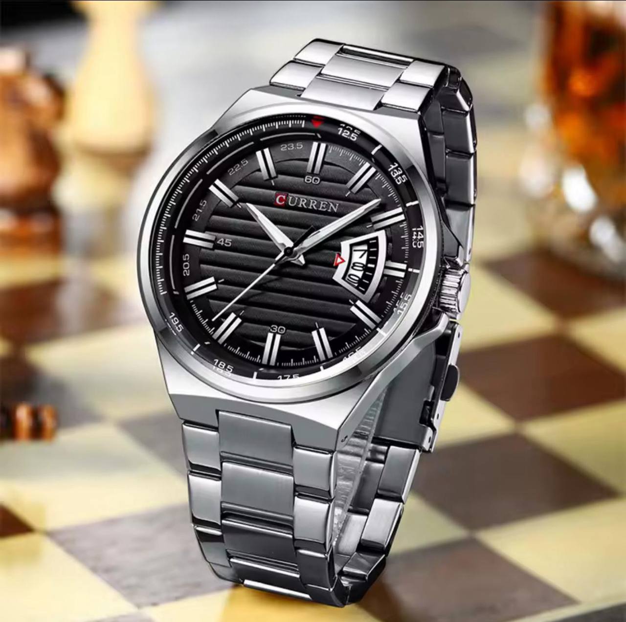 CURREN GENTS 8375 BATTERY POWERED DATE DISPLAY WATER RESISTANT CURREN BRANDED BOX ENGRAVING SERVICES ENQUIRIES