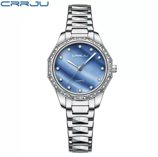 CRRJU 2195 LADIES WATCH 2 COLOURS STAINLESS STEEL WATER RESISTANT BATTERY POWERED ENGRAVING