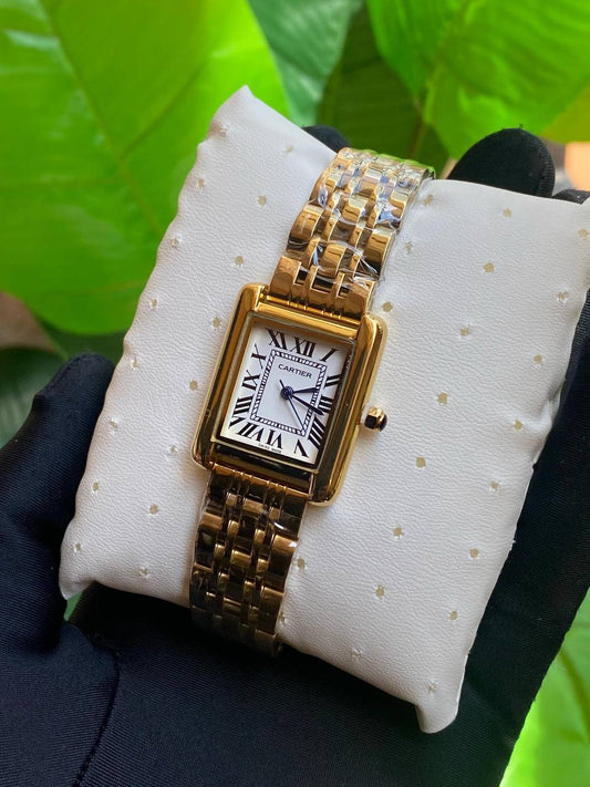 CARTIER LADIES STAINLESS STEEL WATER RESISTANT BATTERY POWERED LUMINOUS ENGRAVING ENQUIRIES