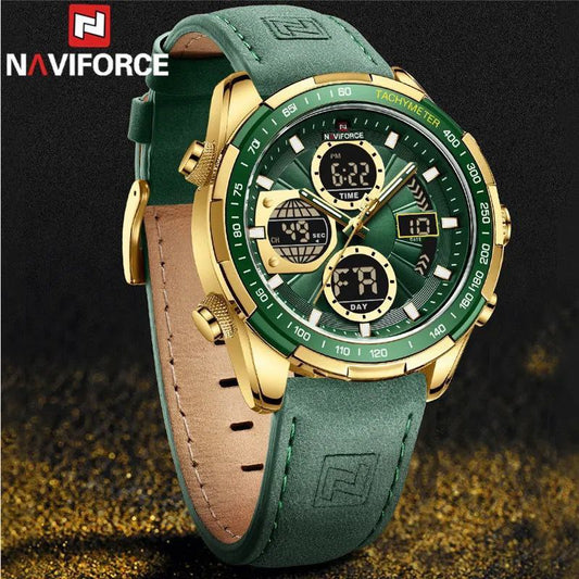 MEN NAVIFORCE NF 9197 ANALOGUE&DIGITAL DISPLAY BLACK BROWN BLUE GREEN GOLD GREEN SILVER