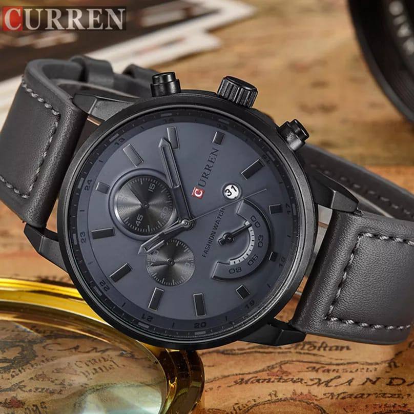 GENTS CURREN 8217 BLACK GREY DATE DISPLAY WATER RESISTANT