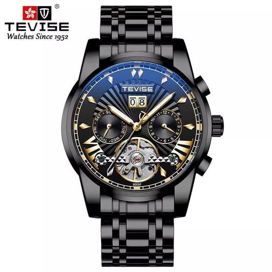 TEVISE AUTOMATIC COMES A BRANDED BOX. TOURBILLON MACHINE DATE&DAY DISPLAY WATER RESITANT