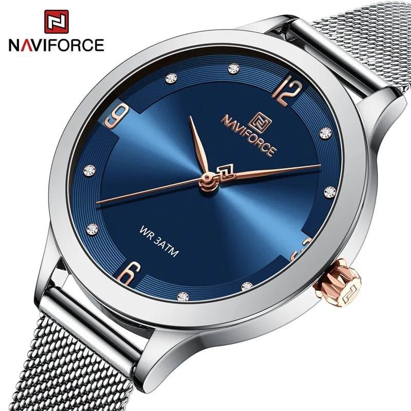 NAVIFORCE LADIES NF 5023 ADJUSTABLE MESH STRAP BLACK SILVER BLUE