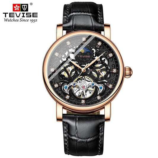 TEVISE AUTOMATIC GENTS WATCH TOURBILLON MACHINE BLACK