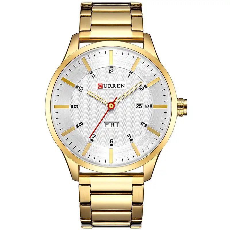 CURREN 8316 DAY AND DATE DISPLAY WATER RESISTANT GOLD BLACK CURREN BRANDED BOX