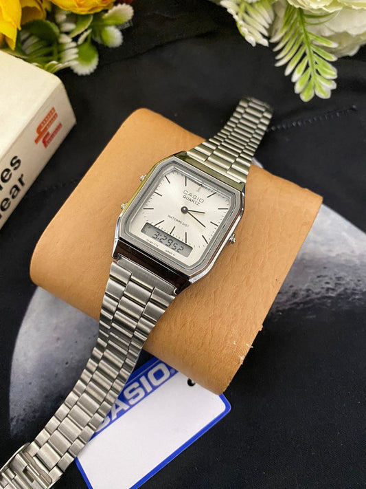 !!!! CASIO DUAL TIME UNISEX WATER RESISTANT ROSE GOLD YELLOW GOLD BLACK BLACK TWO TONE SILVER CASIO BRANDED BOX