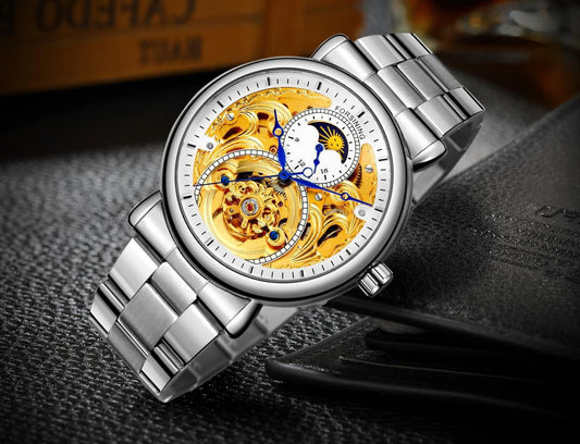 FORSINING AUTOMATIC GENTS WATCH AUTOMATIC MOVEMENT WATER RESISTANT SKELETON DESIGN