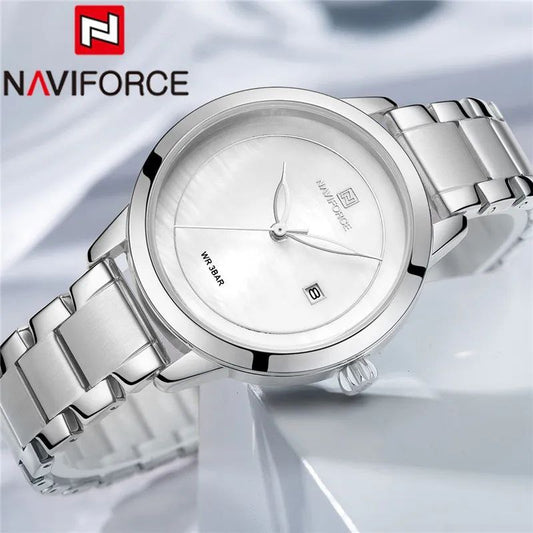 NAVIFORCE LADIES #NF5008 DATE DISPLAY WATER RESISTANT STAINLESS STEEL BLUE ROSE-GOLD YELLOW-GOLD SILVER NAVIFORCE BRANDED BOX