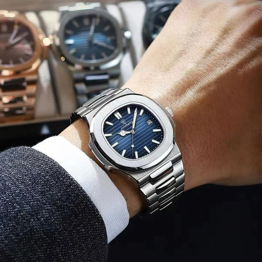 POEDAGAR 623 WATER RESISTANT DATE DISPLAY STRONG LUMINOUS STAINLESS STEEL FINISH POEDAGAR BRANDED BOX