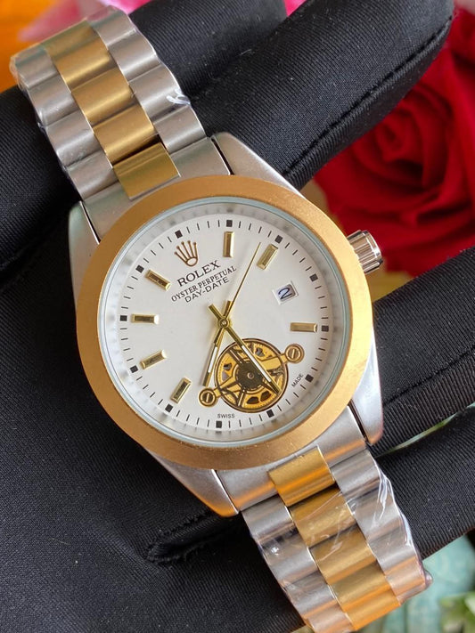 ROLEX MEN WATCH BATTERY POWERED WATER RESISTANT DATE DISPLAY STAINLESS STEEL ROLEX BRANDED BOX