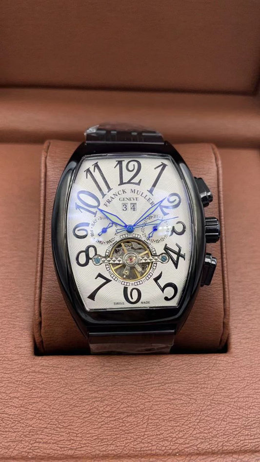 BRAND ALERT FRANK MULLER AUTOMATIC WATCH AUTOMATIC MOVEMENT DAY,DATE DISPLAY TOURBILLON MACHINE METALLIC STRAP WATER RESISTANT