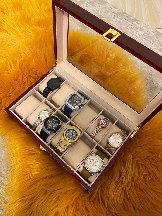 HIGH QUALITY (12 SLOTS) WOODEN WATCH ORGANIZER
