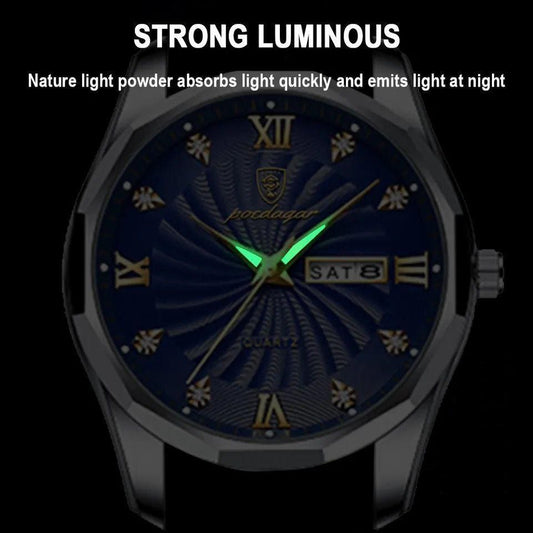POEDAGAR MEN WATCH WATER RESISTANT BATTERY POWERED DATE DISPLAY LUMINOUS FUNCTION