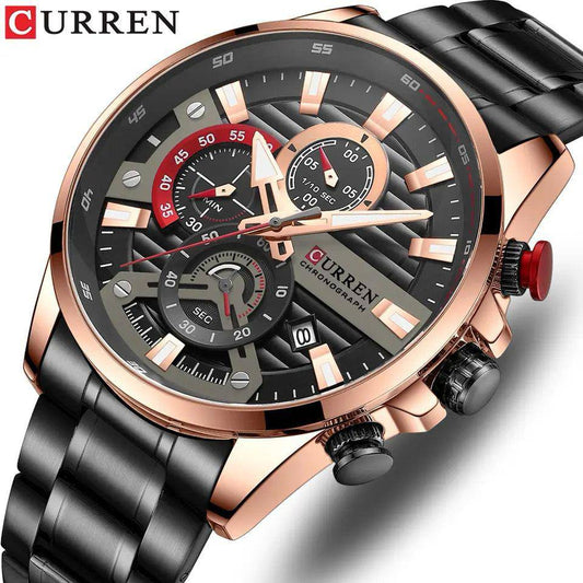 CURREN GENTS #8415 WATER RESISTANT BATTERY POWERED DATE DISPLAY CHRONOGRAPH MOVEMENT LUMINOUS 2 COLOR OPTIONS CURREN BRANDED BOX ENQUIRIES