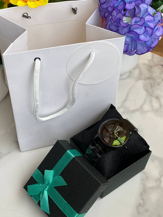 WHEEL WATCH INSPIRED X BAG X BOX STAINLESS STEEL BATTERY POWERED NB: WATCH DOES NOT ROTATE