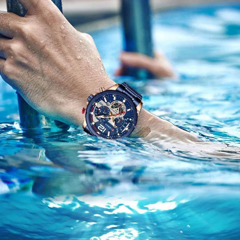 GENTS CURREN 8395 CHRONOGRAPH DATE DISPLAY WATER RESISTANT STAINLESS STEEL LUMINOUS DIAL BLACK GREEN BLUE BLACK GOLD CURREN BRANDED BOX