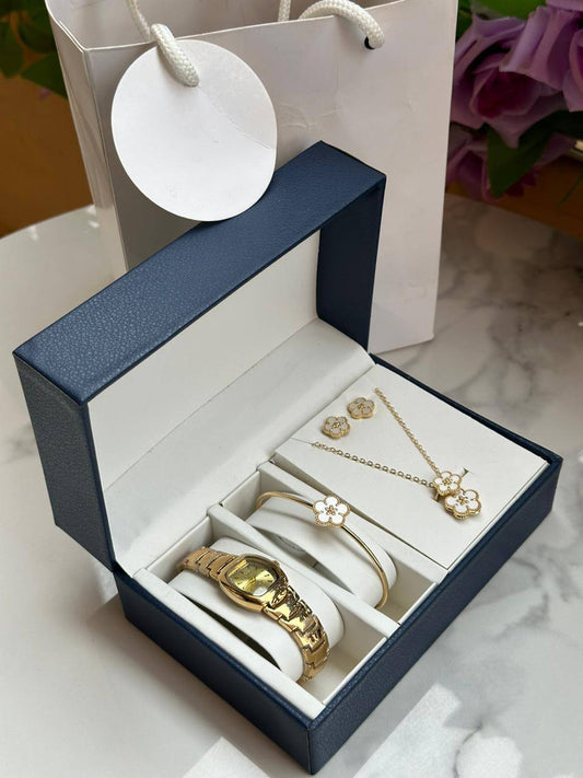 5 1 GIFT SETS WATCH NECKLACE EARRINGS BRACELET RING GIFT BAG