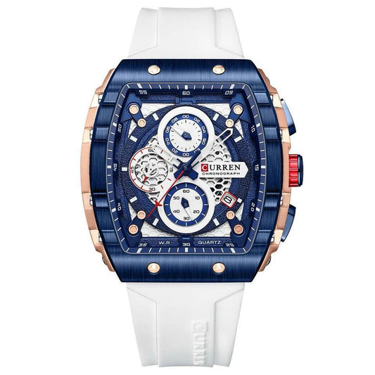 CURREN CHRONOGRAPH GENTS WATCH #8442 RUBBER STRAP CHRONOGRAPH MOVEMENT DATE DISPLAY BATTERY POWERED 4 COLOUR OPTIONS CURREN BRANDED BOX @ ENQUIRIES