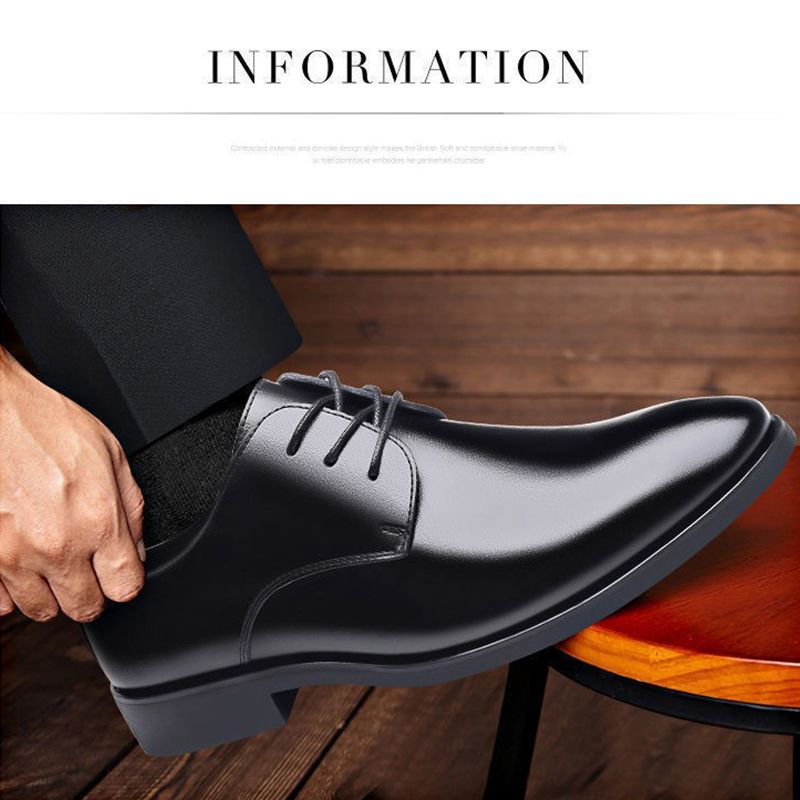 ASSKLO business formal leather shoes Official Shoes for men fashionable and elegant Rubber outsole with raised pointed toe for men lace up leather shoes for weddings groom's Plain Lace up Derby