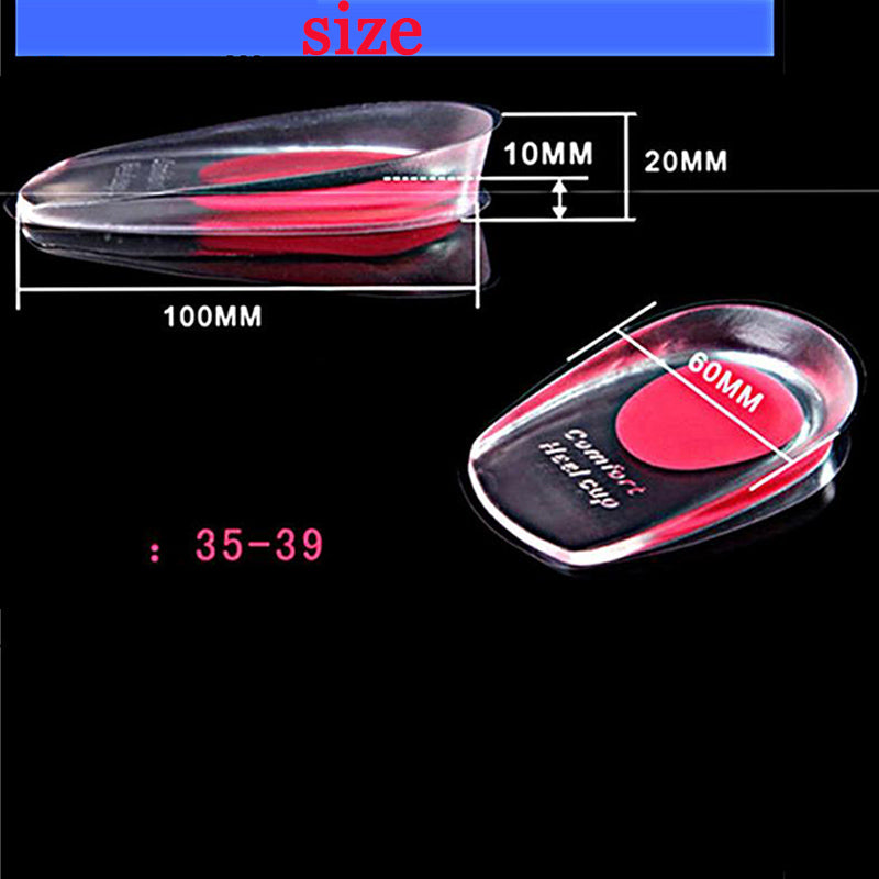 1 Pair Soft Silicone Gel Insoles for Heel Spurs Pain Relief Foot Cushion Foot Massager Care Heel Cups Shoe Pads Height Increase Insoles is practical