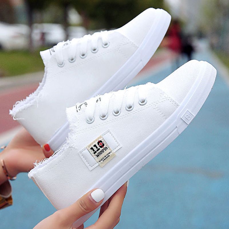ASSKLO rubber flat shoes canvas shoes sports shoes classic women's shoes ladies shoes slip resistant breathable denim casual shoes running shoes student girl sneakers fashion gifts black blue white